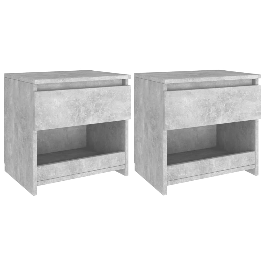 Comodini 2pz Grigio Cemento 40x30x39 cm in Legno Multistrato 803452