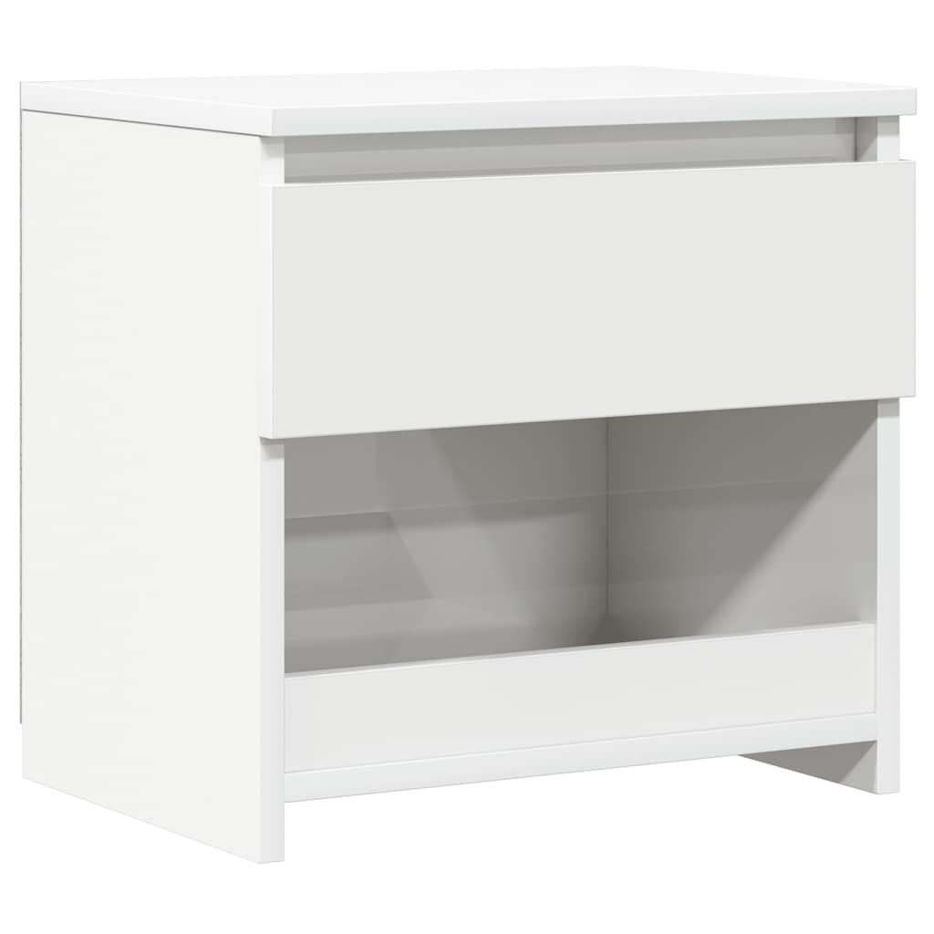 Comodino Bianco Lucido 40x30x39 cm in Legno Multistrato 803455