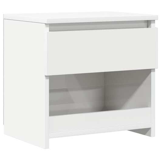 Comodino Bianco Lucido 40x30x39 cm in Legno Multistrato 803455