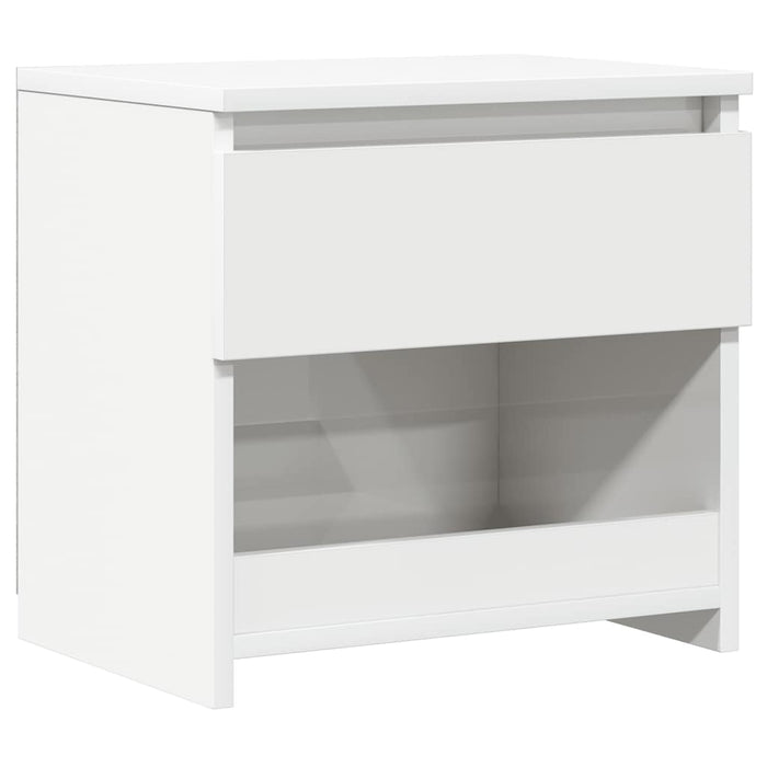 Comodino Bianco Lucido 40x30x39 cm in Legno Multistrato 803455