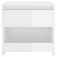 Comodino Bianco Lucido 40x30x39 cm in Legno Multistrato 803455