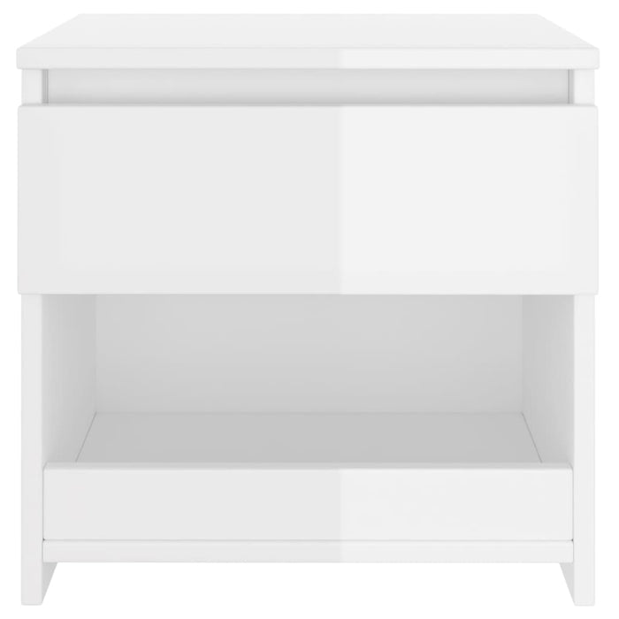 Comodino Bianco Lucido 40x30x39 cm in Legno Multistrato 803455