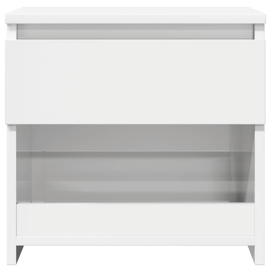 Comodino Bianco Lucido 40x30x39 cm in Legno Multistrato 803455