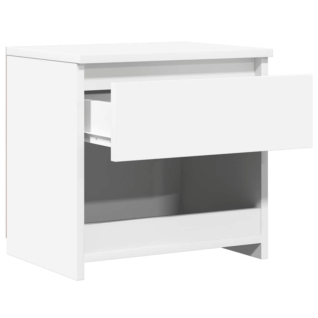 Comodino Bianco Lucido 40x30x39 cm in Legno Multistrato 803455