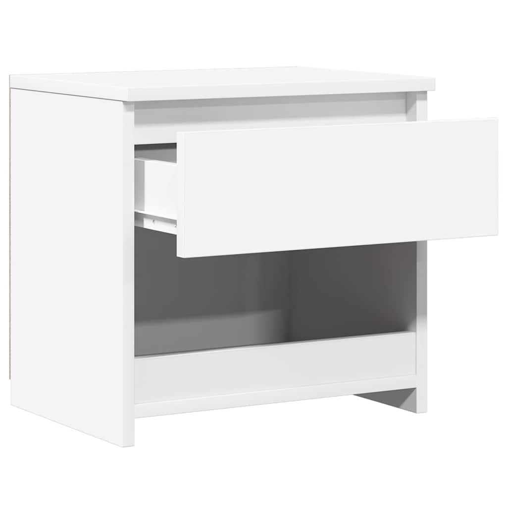 Comodino Bianco Lucido 40x30x39 cm in Legno Multistrato 803455