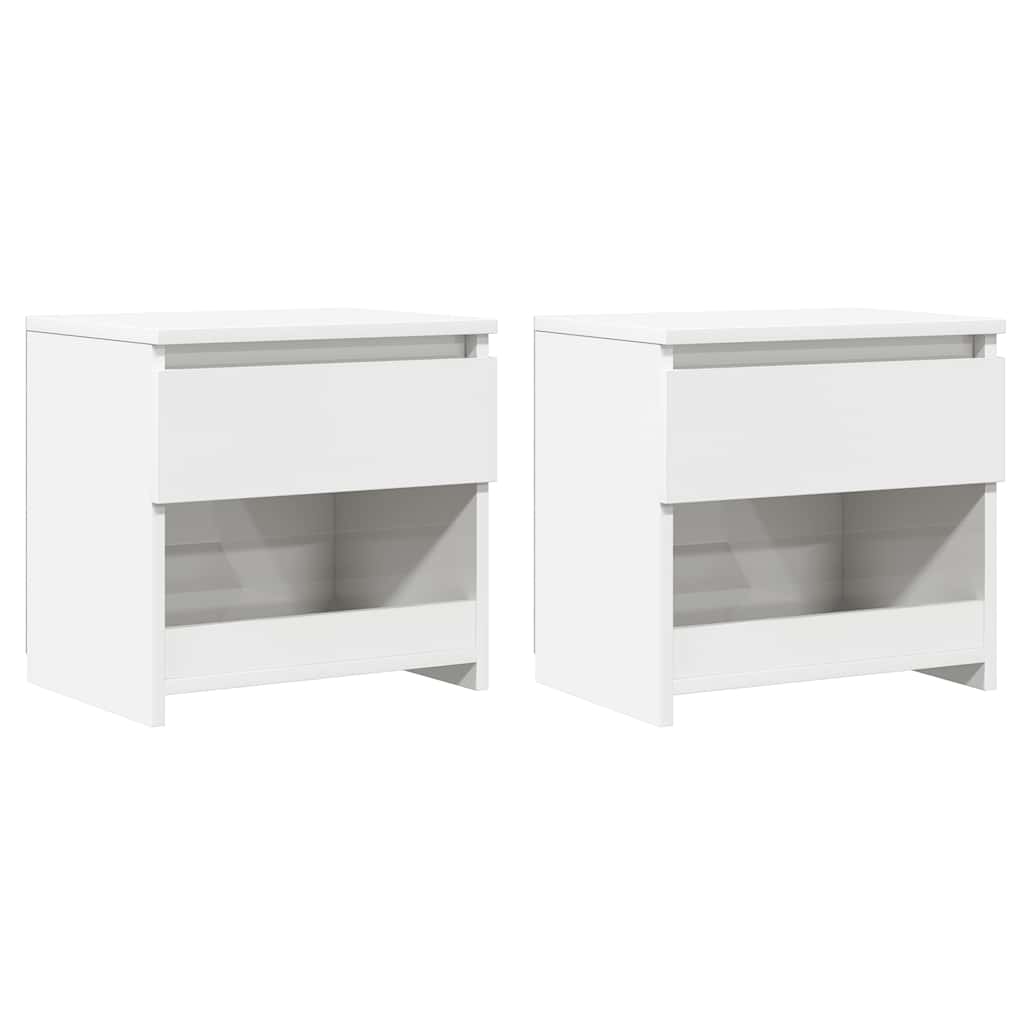 Comodini 2pz Bianco Lucido 40x30x39 cm in Legno Multistrato 803456