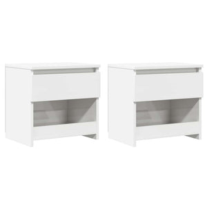 Comodini 2pz Bianco Lucido 40x30x39 cm in Legno Multistrato 803456