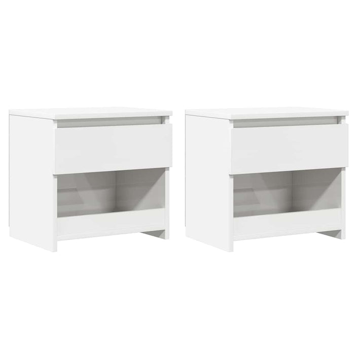 Comodini 2pz Bianco Lucido 40x30x39 cm in Legno Multistrato 803456