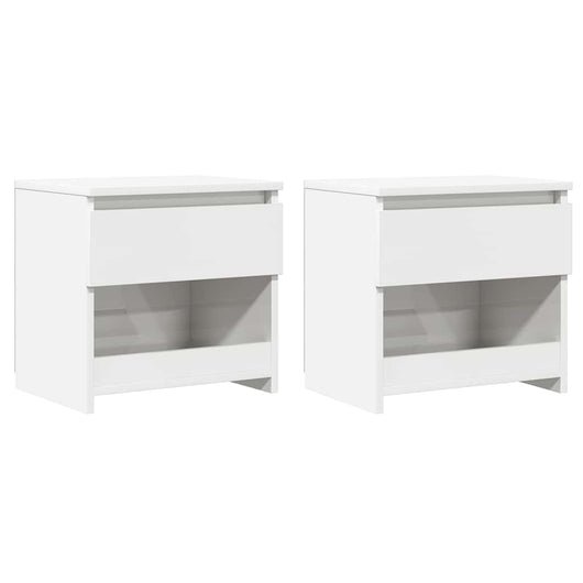 Comodini 2 pz-Set di 2 Tavolino da notte Bianco Lucido 40x30x39 cm in Legno Multistrato