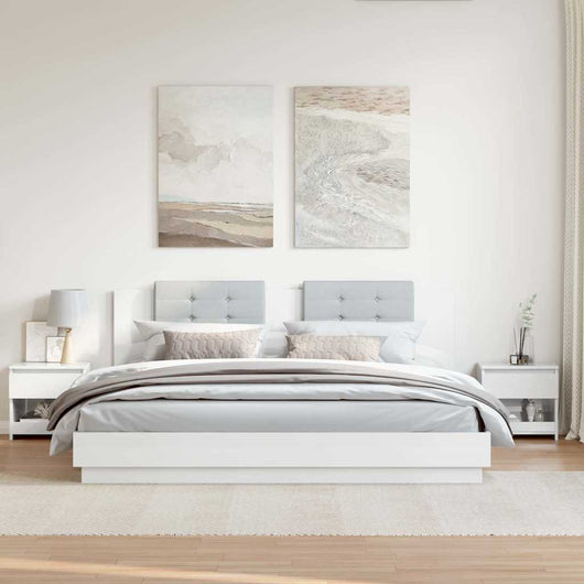 Comodini 2 pz-Set di 2 Tavolino da notte Bianco Lucido 40x30x39 cm in Legno Multistrato