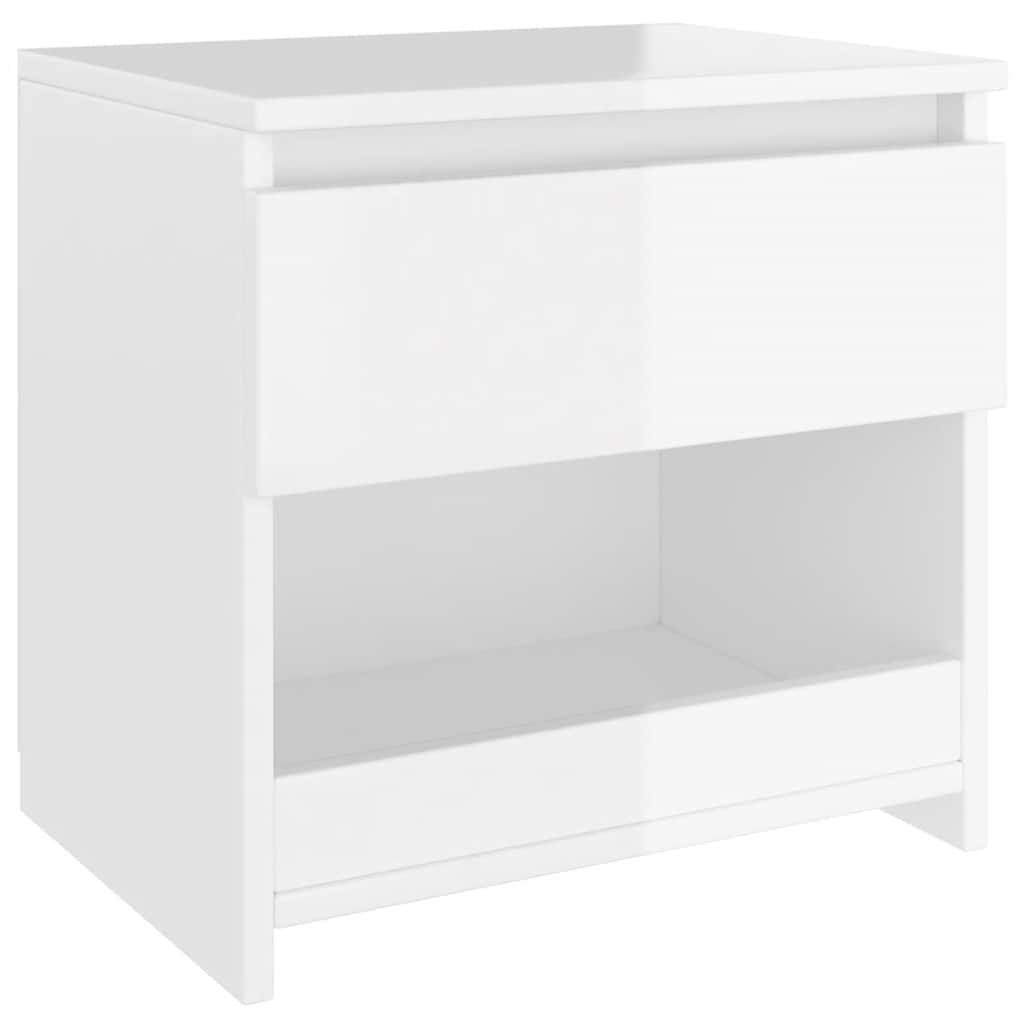 Comodini 2pz Bianco Lucido 40x30x39 cm in Legno Multistrato 803456