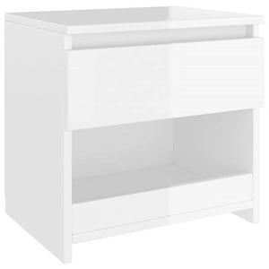 Comodini 2pz Bianco Lucido 40x30x39 cm in Legno Multistrato 803456
