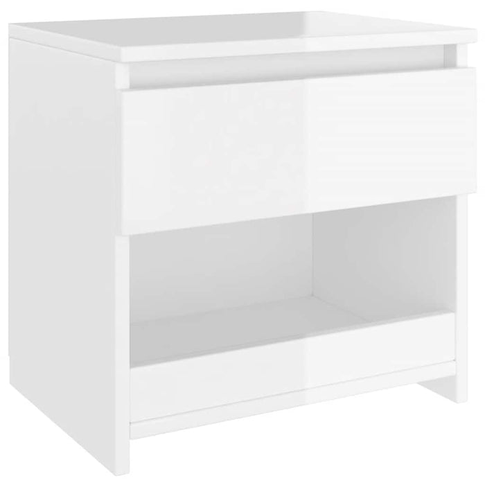 Comodini 2pz Bianco Lucido 40x30x39 cm in Legno Multistrato 803456