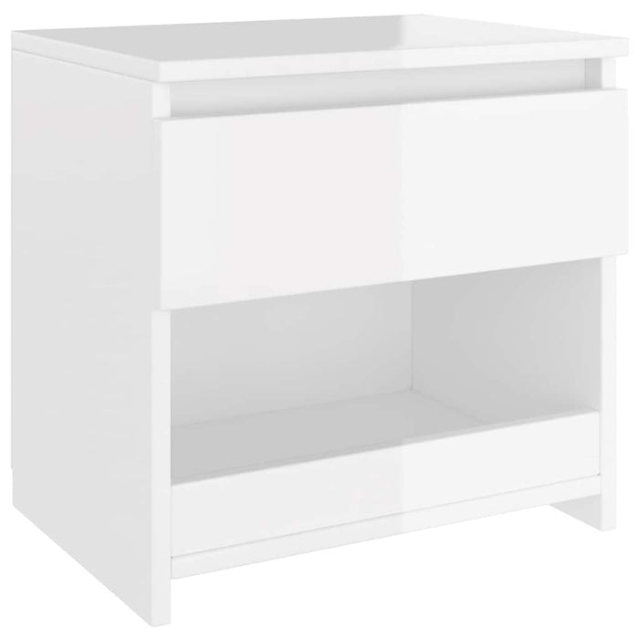 Comodini 2pz Bianco Lucido 40x30x39 cm in Legno Multistrato 803456