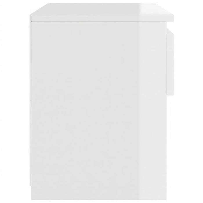 Comodini 2pz Bianco Lucido 40x30x39 cm in Legno Multistrato 803456
