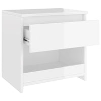 Comodini 2pz Bianco Lucido 40x30x39 cm in Legno Multistrato 803456