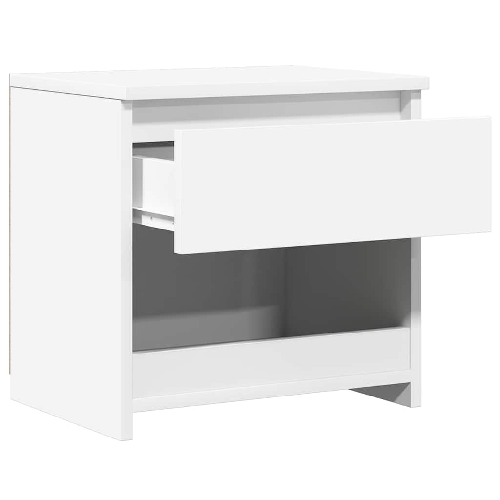 Comodini 2pz Bianco Lucido 40x30x39 cm in Legno Multistrato 803456