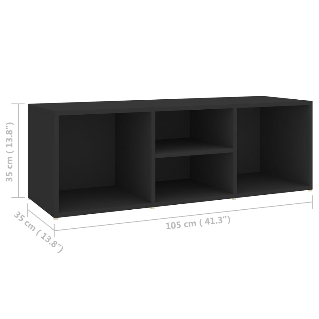 Panca Porta Scarpe Nera 105x35x35 cm in Legno Multistrato 804464