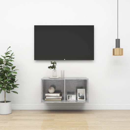 Mobile TV da parete-Mobile TV a Muro-Credenza TV Grigio Cemento 37x37x72cm Legno Multistrato
