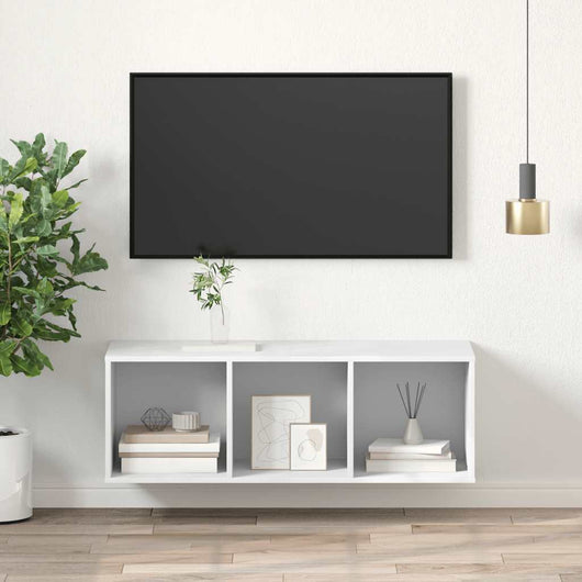 Mobile TV da parete-Mobile TV a Muro-Credenza TV Bianco 37x37x107 cm in Legno Multistrato