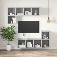 Mobile TV a Parete-Mobile TV a Muro Grigio Cemento 37x37x107cm Legno Multistrato