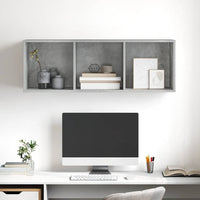 Mobile TV a Parete-Mobile TV a Muro Grigio Cemento 37x37x107cm Legno Multistrato