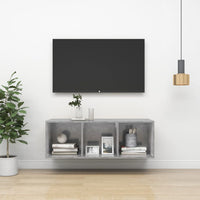 Mobile TV a Parete-Mobile TV a Muro Grigio Cemento 37x37x107cm Legno Multistrato