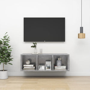Mobile TV a Parete-Mobile TV a Muro Grigio Cemento 37x37x107cm Legno Multistrato