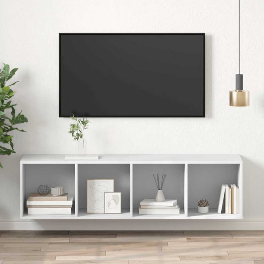 Mobile TV da parete-Mobile TV a Muro-Credenza TV Bianco 37x37x142,5 cm in Legno Multistrato