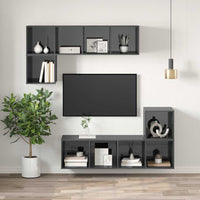 Mobile TV Parete Grigio Lucido 37x37x142,5cm Legno Multistrato 805497