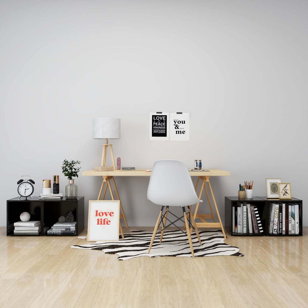 Mobili Porta TV 4 pz Neri 37x35x37 cm in Legno Multistrato 805503