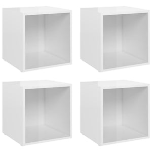 Mobili Porta TV 4pz Bianco Lucido 37x35x37 cm Legno Multistrato 805518