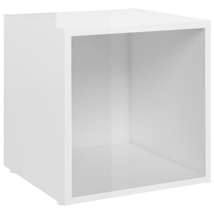 Mobili Porta TV 4pz Bianco Lucido 37x35x37 cm Legno Multistrato 805518