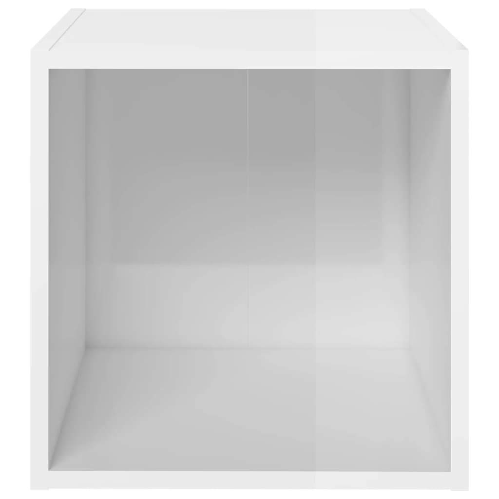 Mobili Porta TV 4pz Bianco Lucido 37x35x37 cm Legno Multistrato 805518