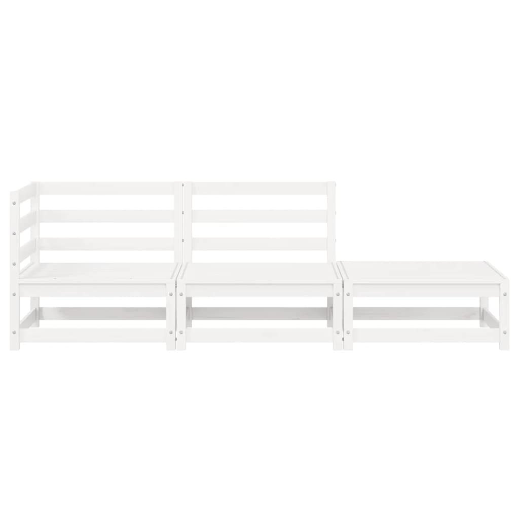 Set Divani da Giardino 3 pz Bianchi in Legno Massello di Pino 805701