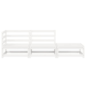 Set Divani da Giardino 3 pz Bianchi in Legno Massello di Pino 805701
