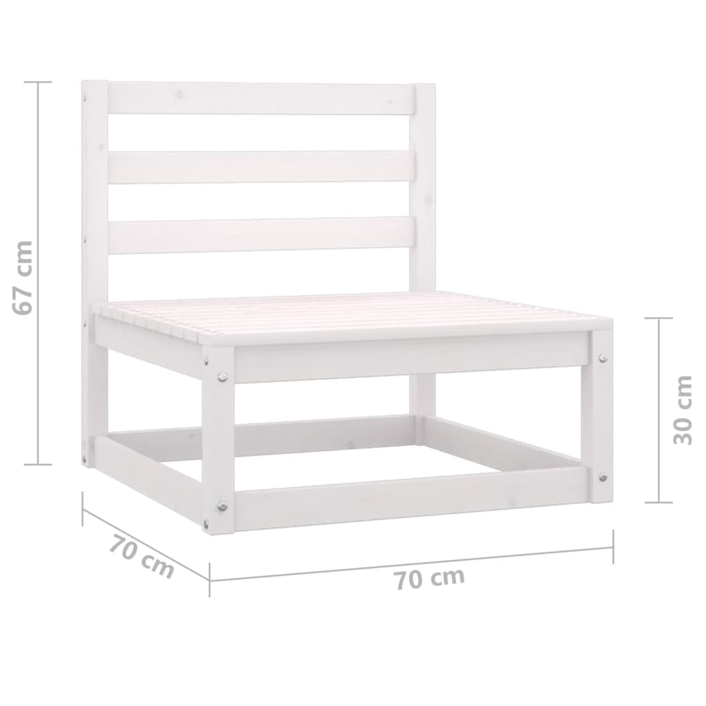 Set Divani da Giardino 3 pz Bianchi in Legno Massello di Pino 805701