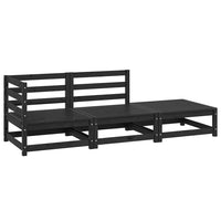 Set Divani da Giardino 3 pz Nero in Legno Massello di Pino 805704