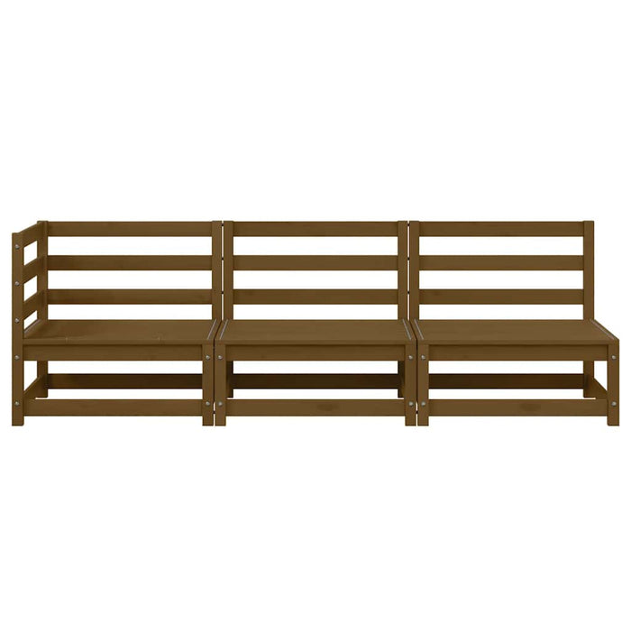 Set Salotto da Giardino 3 pz Ambrato in Legno Massello di Pino 805708