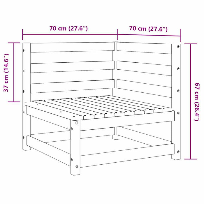 Set Salotto da Giardino 3 pz Ambrato in Legno Massello di Pino 805708