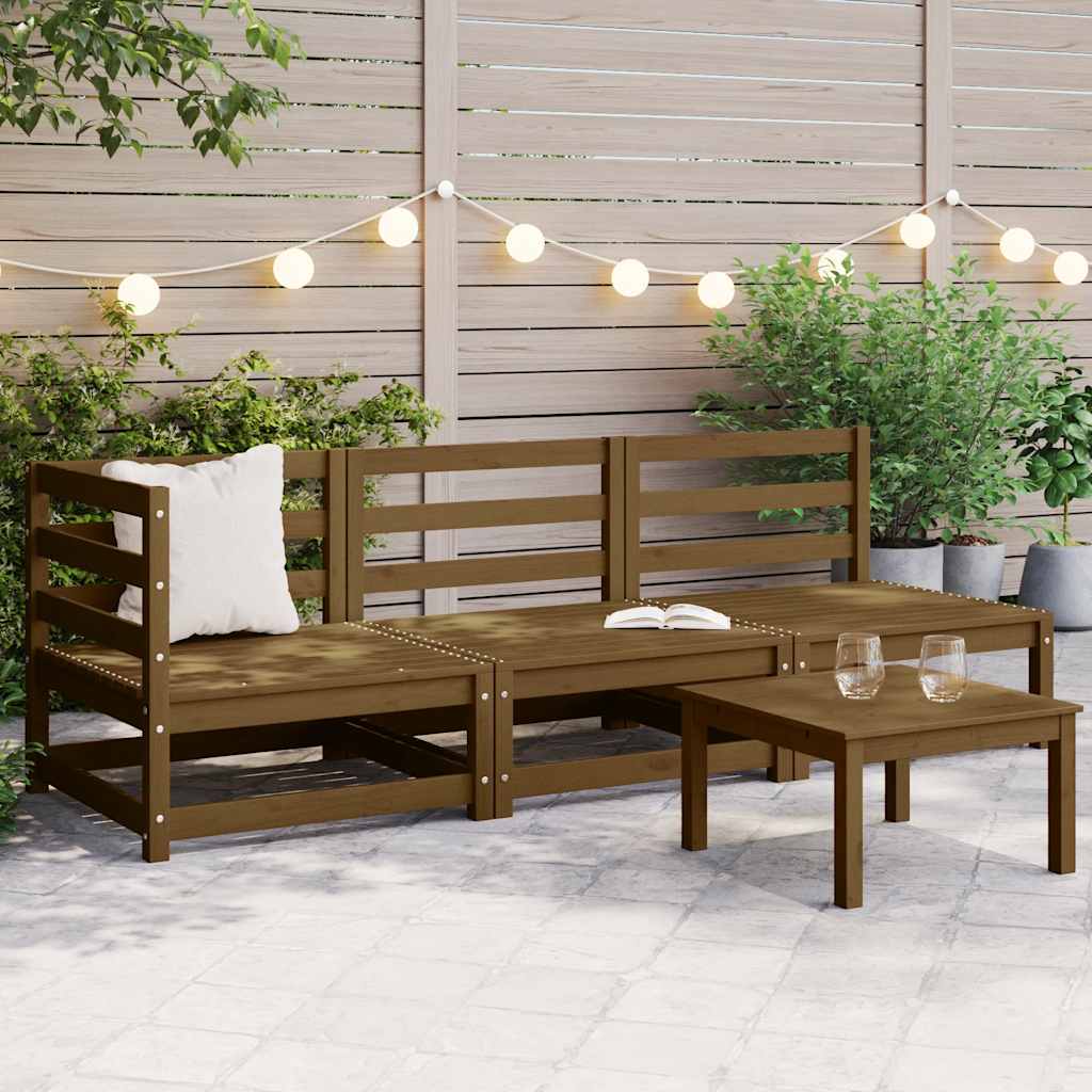 Set Salotto da Giardino 3 pz Ambrato in Legno Massello di Pino 805708