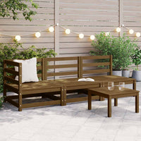 Set Salotto da Giardino 3 pz Ambrato in Legno Massello di Pino 805708