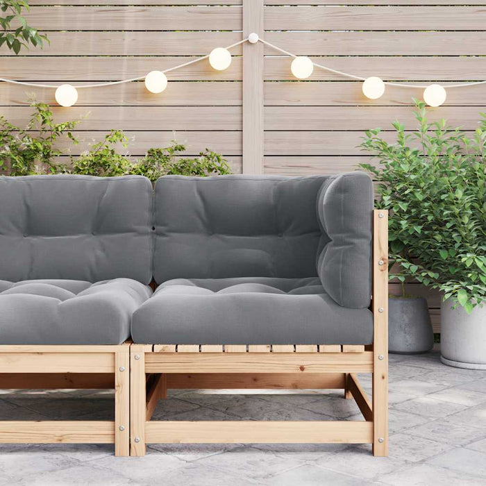 Divano Angolare da Giardino con Cuscini-Sofa da Giardino-Divanetto da esterno Grigio Massello di Pino 818318