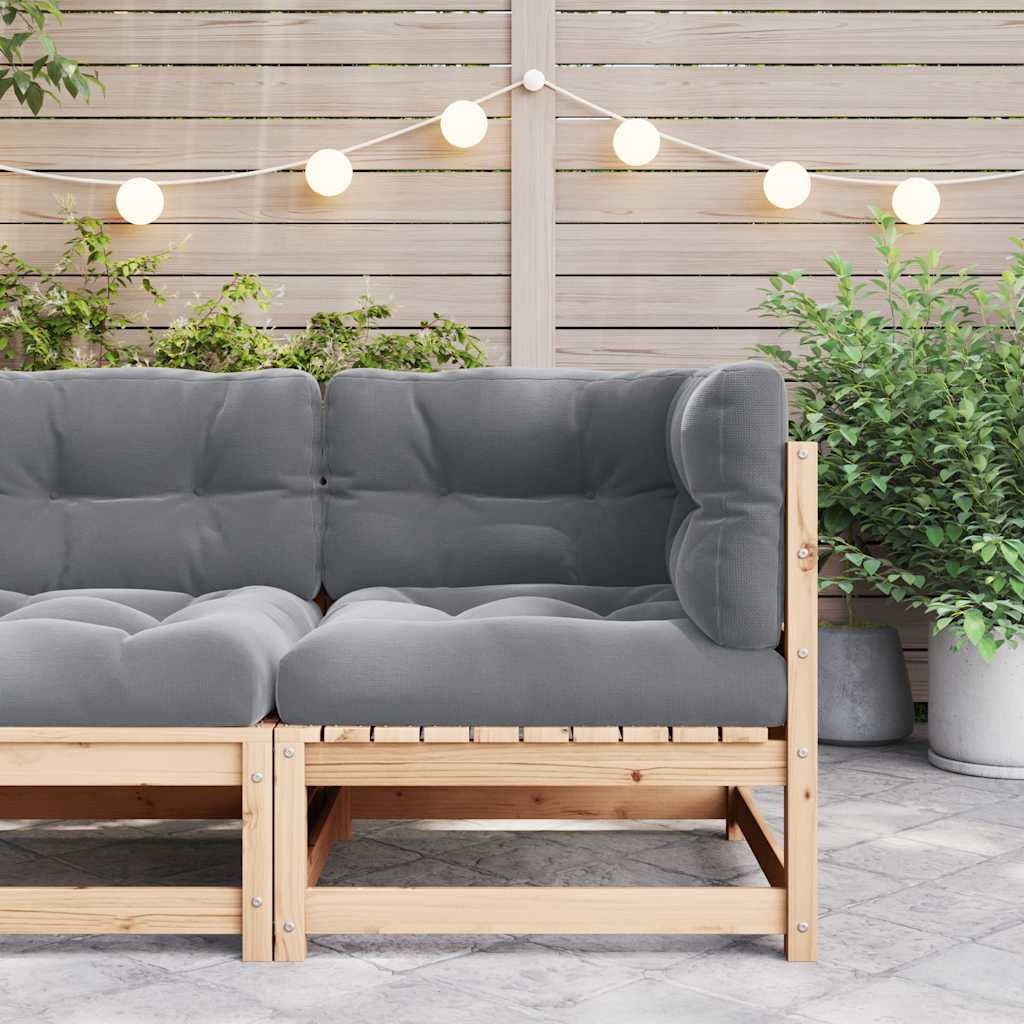 Divano Angolare da Giardino con Cuscini-Sofa da Giardino-Divanetto da esterno Grigio Massello di Pino 818318