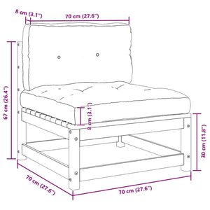 Divano Centrale da Giardino con Cuscini Crema Massello di Pino 805723