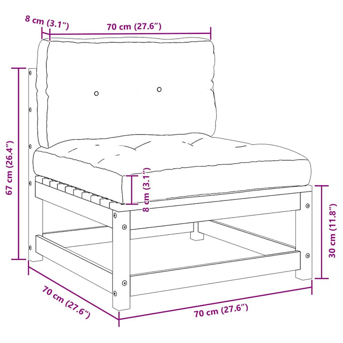 Divano Centrale da Giardino con Cuscini Crema Massello di Pino 805723