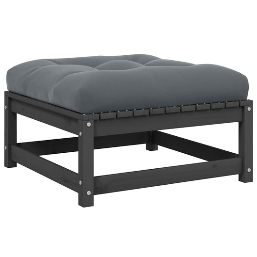 Sgabello da Giardino con Cuscino Grigio Legno Massello di Pinocod mxl 118705