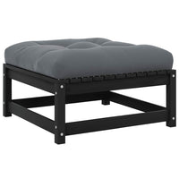 Sgabello da Giardino con Cuscino Nero in Legno Massello di Pinocod mxl 94743