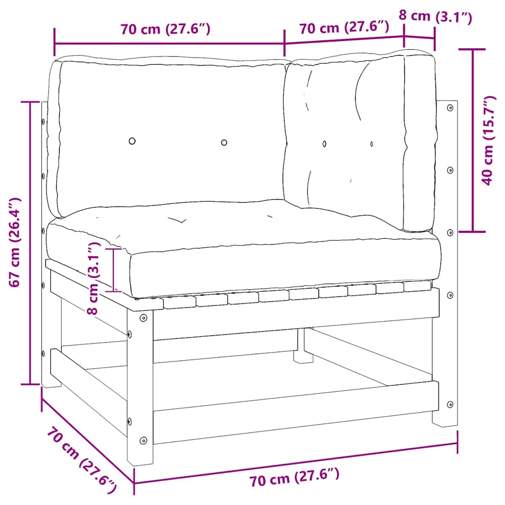 Divano da Giardino a 2 Posti con Cuscini Nero Massello di Pino 805734