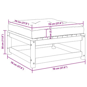 Poggiapiedi da Giardino con Cuscini 2 pz Bianchi in Legno Pino 805742